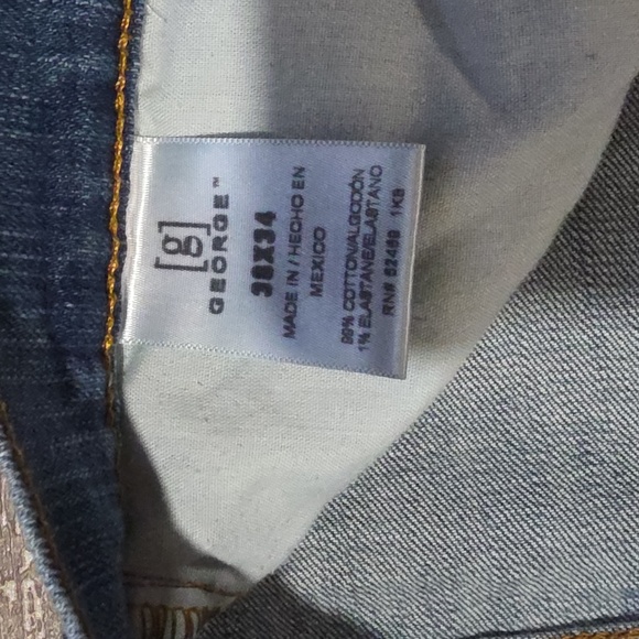 George Men's Size 38x34 Straight Leg Medium Wash - Picture 3 of 10